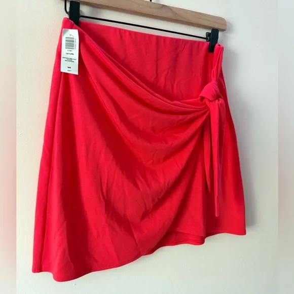 Aritzia Wilfred Womens Saturn Wrap Tie Mini Skirt Red Summer - Picture 2 of 5